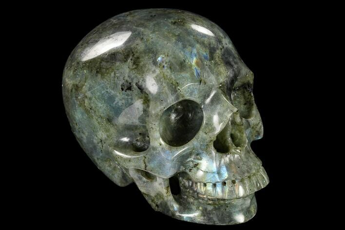 Realistic, Polished Labradorite Skull #116431